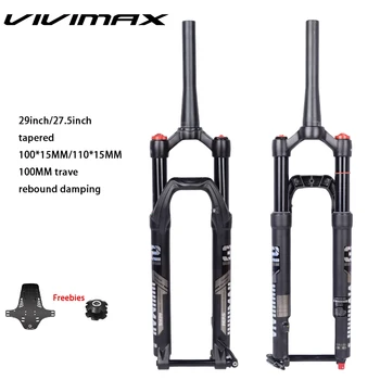 VIVIMAX horský bicykel predné vidlice 27.5/29-palcový barel nápravy 100x15mm zdvih 100mm BOOST špecifikácia 110x15mm, Solo Air vidlica  10