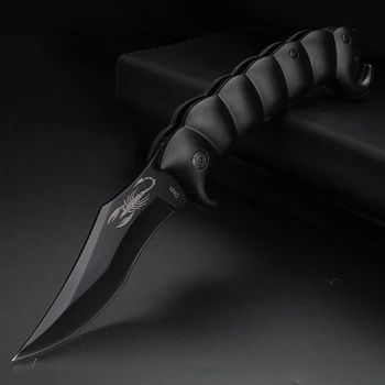 Vonkajšie skladací nôž, čierna farba, camping multi energie EDC nôž na prežitie vreckový nôž  5
