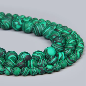 Zelený Čierny Kameň Multicolor Malachit Matný Korálky pre Šperky, Takže Kolo Dištančné Korálky Náramok Doplnok 15