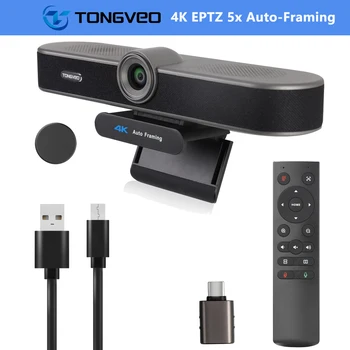 Zoomovateľnom 4K Kamera s Mikrofónom a Reproduktorom TONGVEO 4X Digitálny Zoom ePTZ Video Konferencie Webová Kamera s ovládaním a ochrana Osobných údajov  5