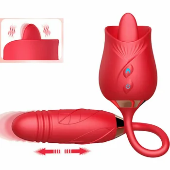 Ústne Klitoris Lízanie Rose Vibrátor G-Spot Automatické Teleskopické Dildo Dospelých, Sexuálne Hračky pre Ženy Pár Nabíjateľná  5