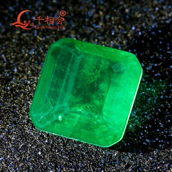 Štvorcový tvar emeral d rez prírodný krištáľ pridať skla zelenej farby a červená farba voľné kameň  4