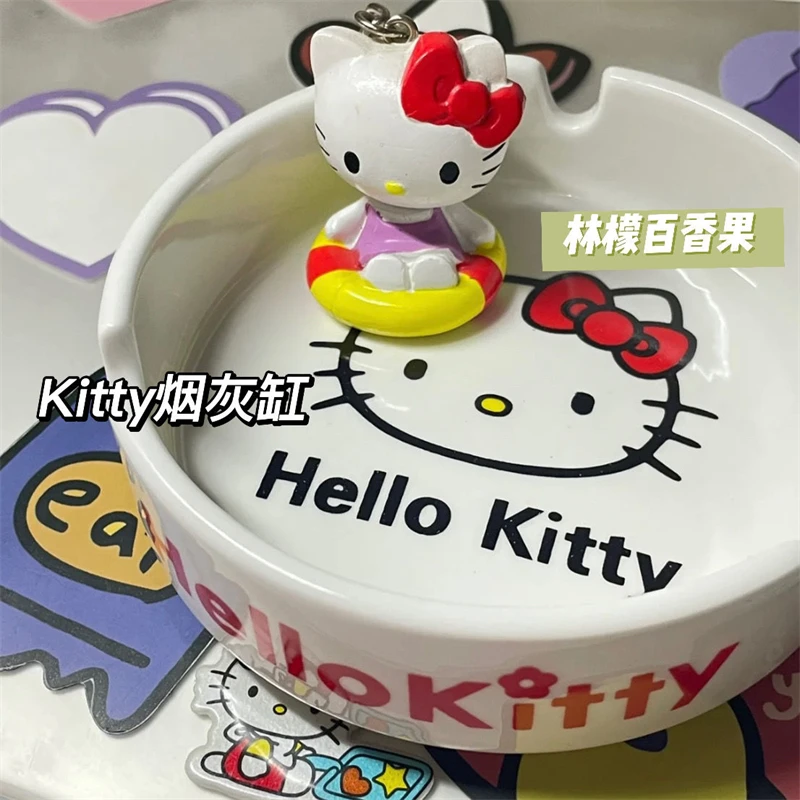 Hello Kitty Sklenený Popolník Kawaii Vybavenie Výrobkov Cigaretový Popol Držiteľ Fajčenie Príslušenstvo Hotel Home Stôl Dekorácie, Darčeky