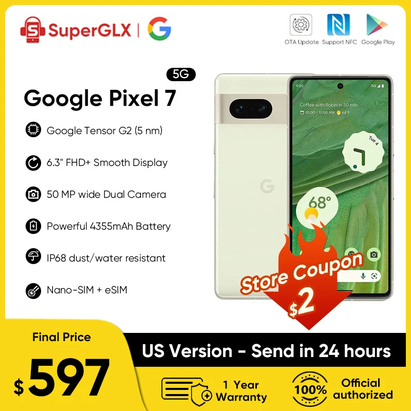 NÁS Verzia Google Pixel 7 5G Smartphone 6.3