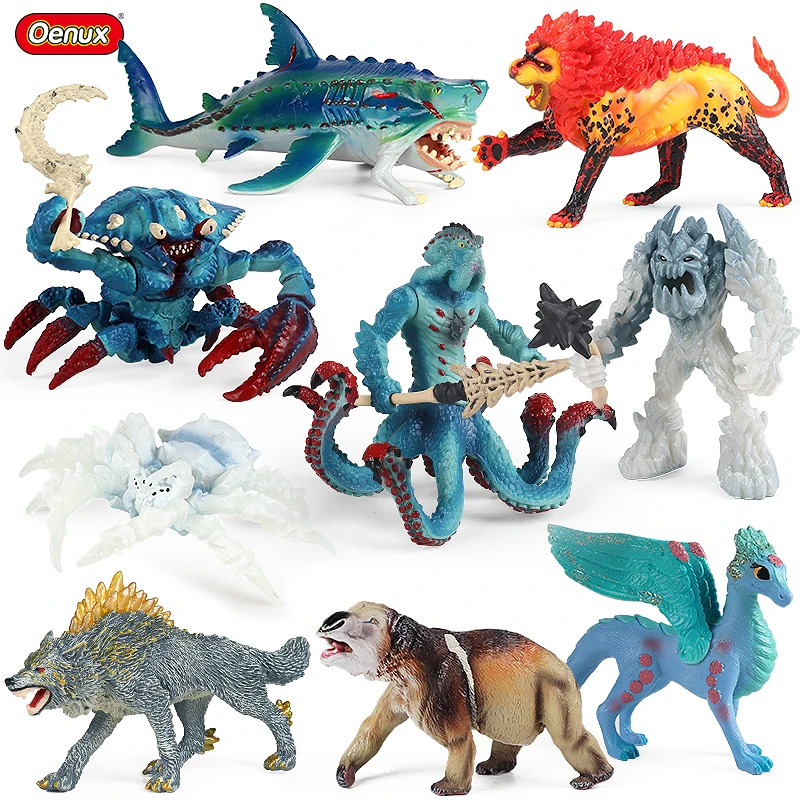 Oenux Savage Lietania Magic Dragon Dinosaurov Akčné Figúrky Krab Chobotnice, Vlk, Lev Phoenix Zvieratá Model PVC Zbierku Deti Hračka