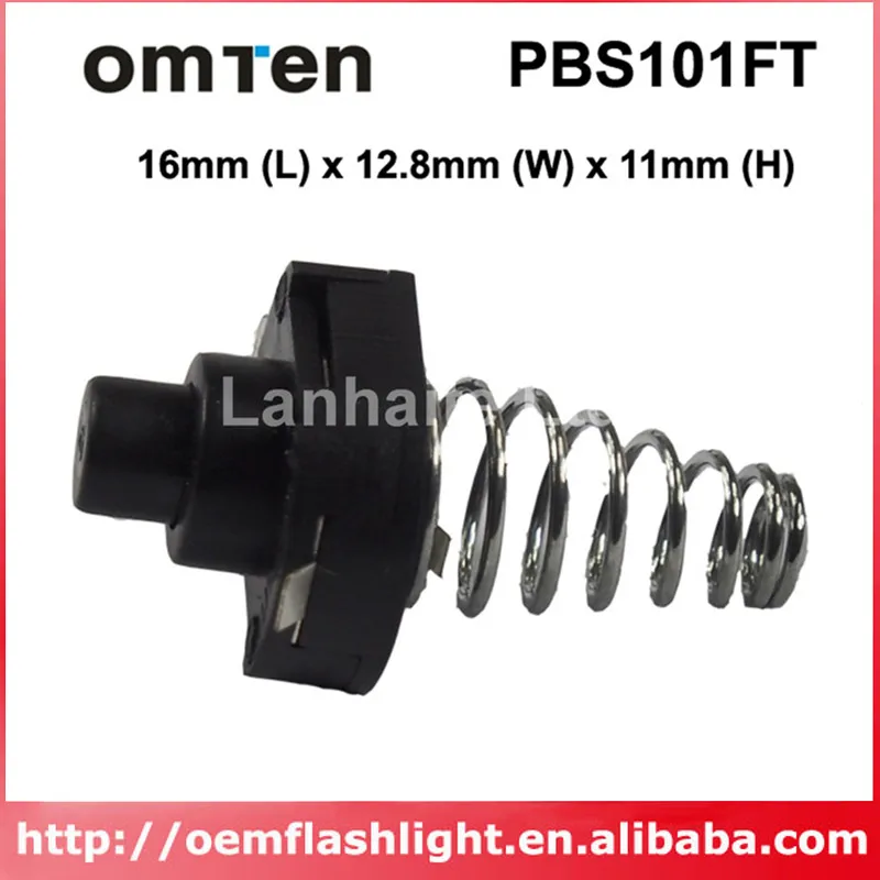 OMTEN PBS101FT 16 mm(L) 12.8 mm(W) x 10 mm(H) LED Baterka Click Spínač - Black (5 ks)