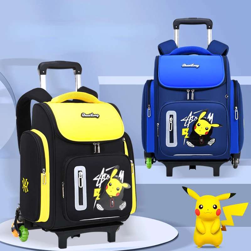 Pokemon 2 V 1-Vozík Batoh s Kolesami Pikachu Veľkú Kapacitu, Vodotesný, Prenosný Kufor Späť Do Školy Darček Lezenie Tašky