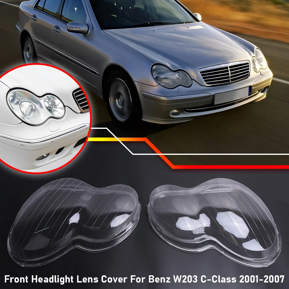Predných Svetlometov Kryt Objektívu Polykarbonátu náhradné diely na Mercedes C W203 Triedy 2001-2007 2038203261 2038201259