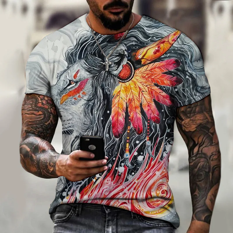 Retro Abstraktný Charakter O Neck Top pánske Ježiš Kristus Indickej 3d Tlač Krátke Sleeve Tee Streetwear T Shirt Mužské Oblečenie Camiseta