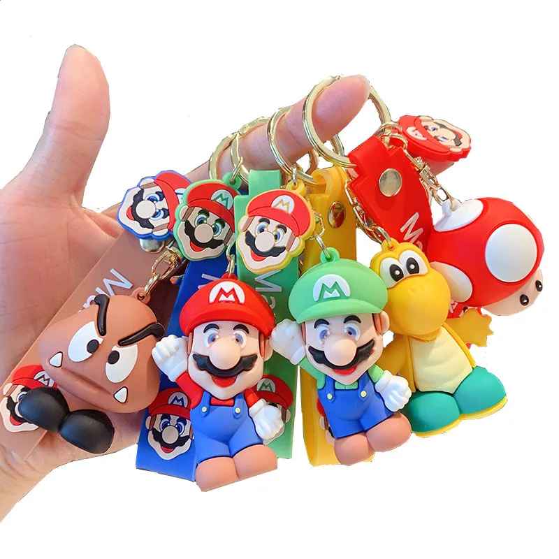 Super Mario Anime Postavy Cartoon Bábika Mario PVC Mäkkej Gumy Keychain Prívesok Taška Krúžok na kľúče Prívesok Príslušenstvo Hračky Darček k Narodeninám
